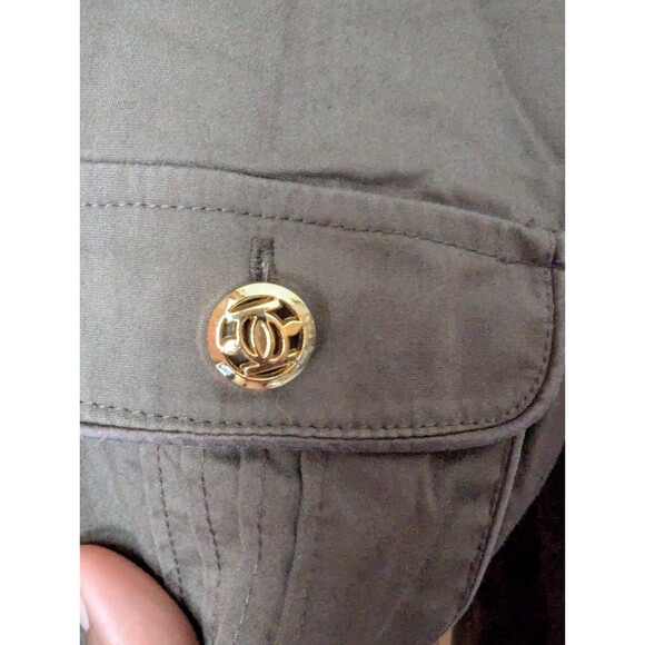 BeBe women green olive button down military shirt Size M - Picture 10 of 15